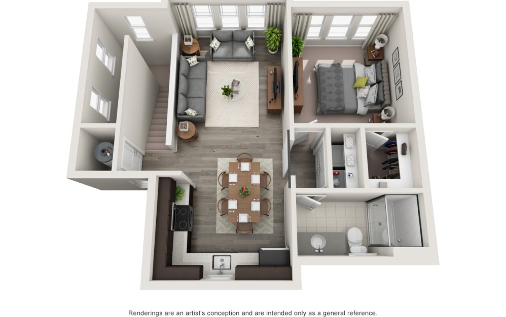 A5 - 1 bedroom floorplan layout with 1 bathroom and 950 square feet