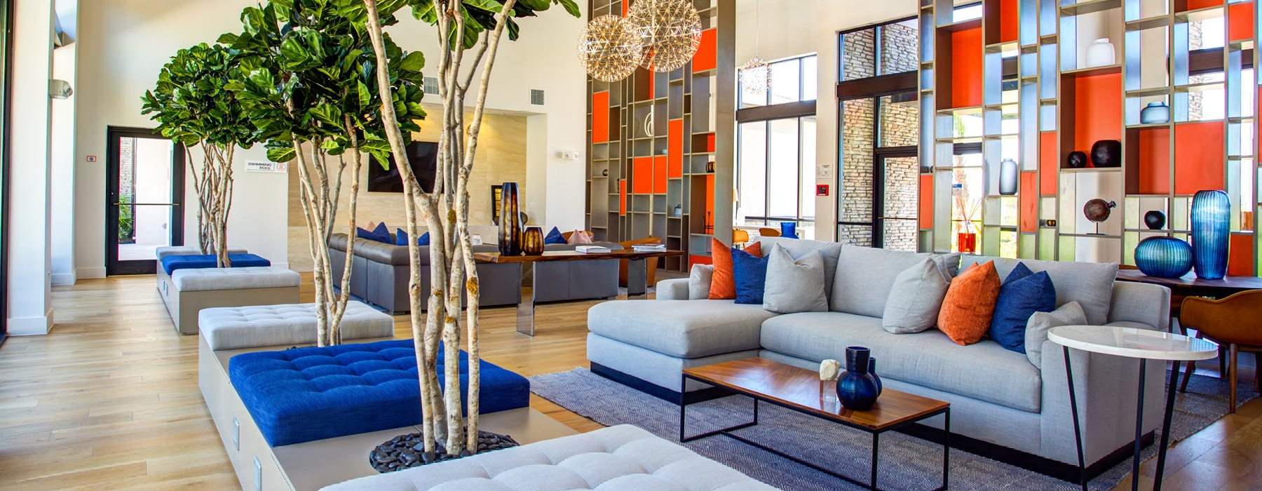 Beautiful clubroom with lounge seating